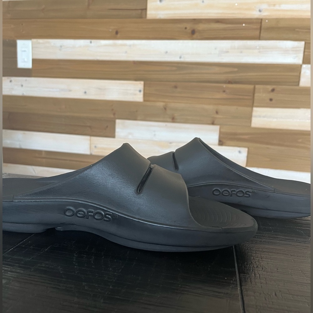 Oofos Sandals Recovery Slide Comfort Cushy Black Matte Men's 13/Women's 15/EU 46